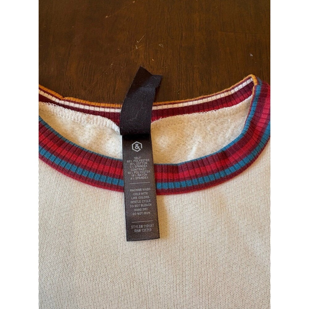 Women’s sweater cream retro stripe crewneck ribbed vintage classic old school - Picture 6 of 6